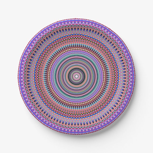 colorful mandala designs paper plates (Front)