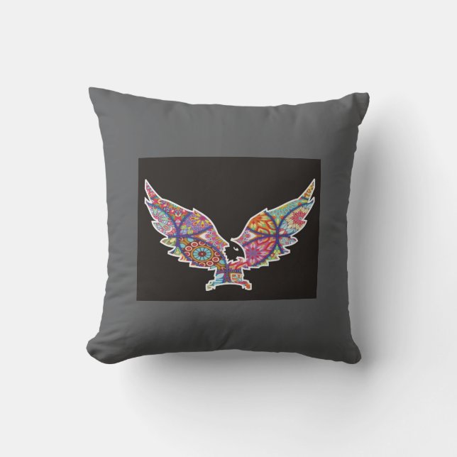 Colorful Mandala Eagle Design Cushion (Front)
