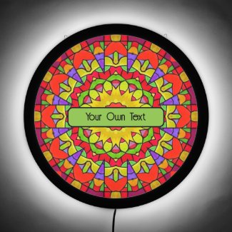 Colorful Mandala - Faux Stained Glass & Your Text