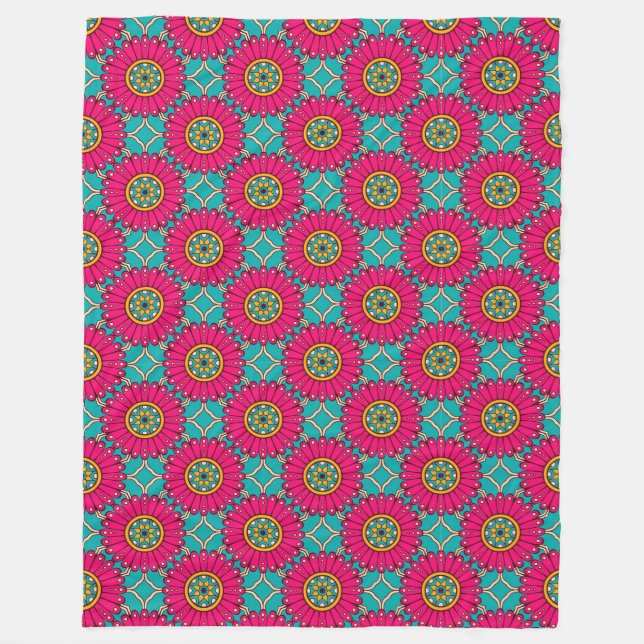 Colorful Mandala Fleece Blanket (Front)