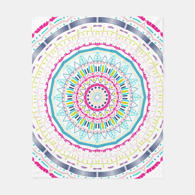 colorful mandala fleece blanket (Front)