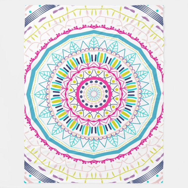 colorful mandala fleece blanket (Front)