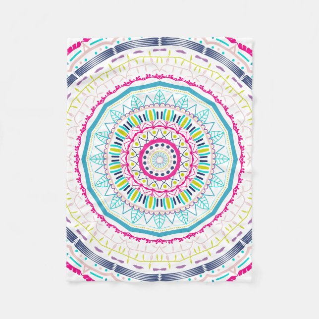 colorful mandala fleece blanket (Front)
