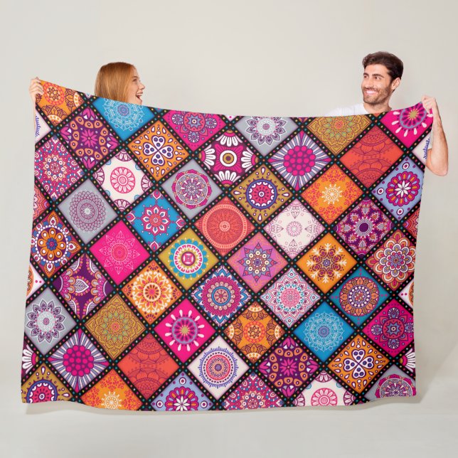 Colorful Mandala  Fleece Blanket (In Situ)