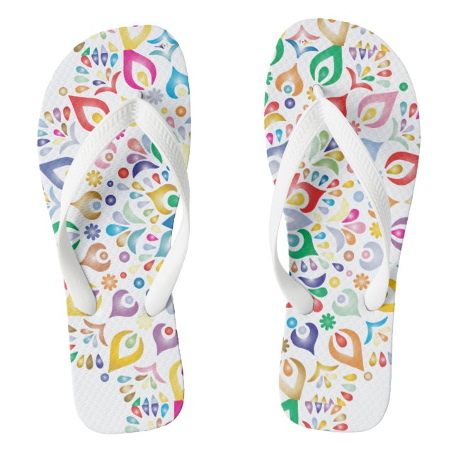 Colorful Mandala  Flip Flops (Footbed)