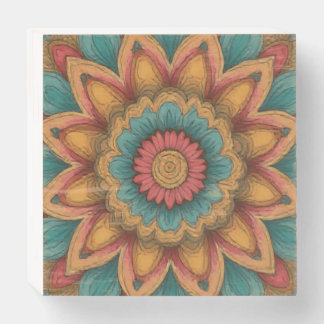 Colorful Mandala Floral Boho Art Wooden Box Sign