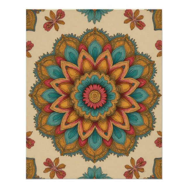 Colorful Mandala Floral Boho Poster (Front)