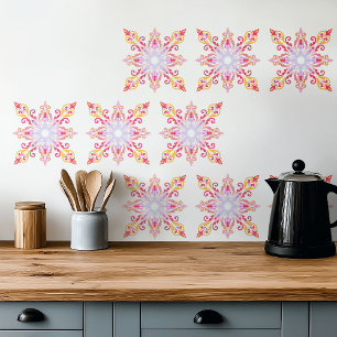 Colorful Mandala Floral Pattern Ceramic Tile