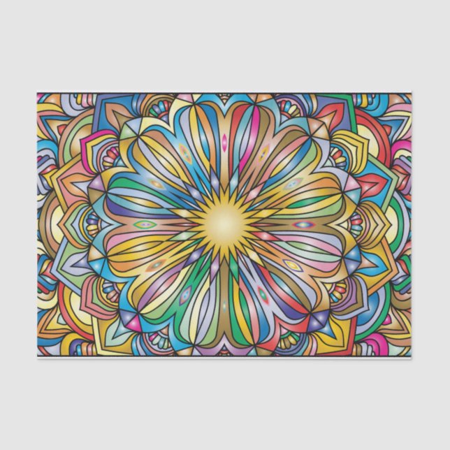 Colorful Mandala Flower Abstract Geometric Pattern Tissue Paper (Front)
