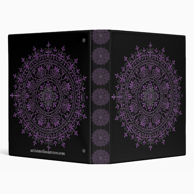 Colorful mandala flower design 3 ring binder (Background)