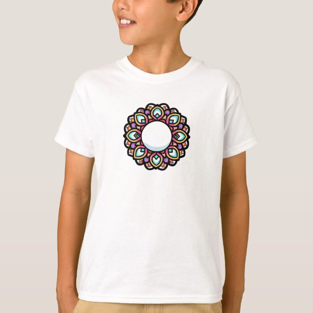 Colorful Mandala Flower Design T-Shirt (Front)