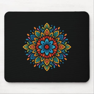 Colorful Mandala Flower Symmetry Mouse Pad