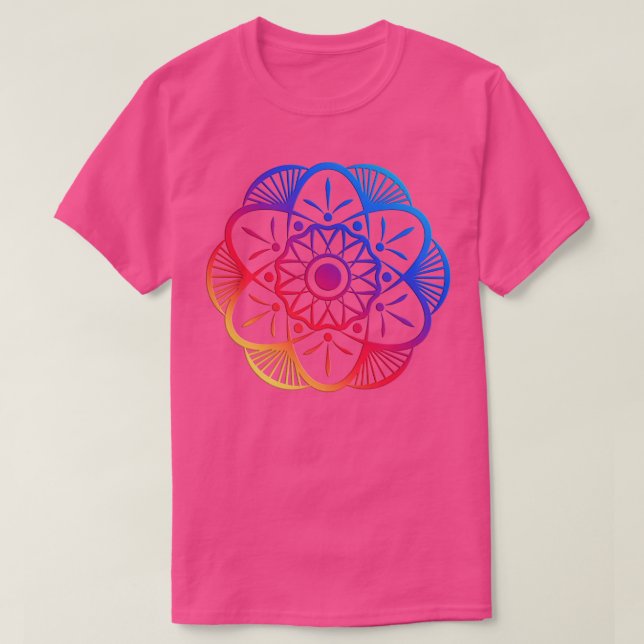 Colorful Mandala Flower T-Shirt (Design Front)