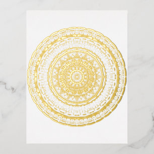 colorful mandala foil holiday postcard