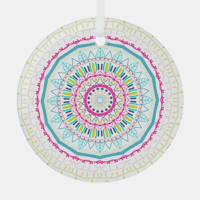 colorful mandala glass ornament (Front)