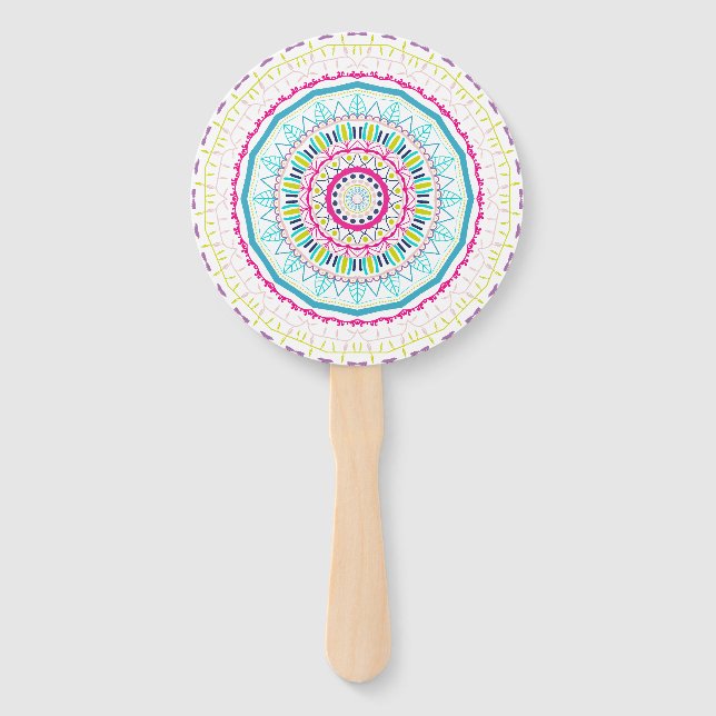 colorful mandala hand fan (Front)