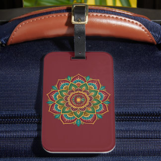Colorful Mandala Hippie Boho Custom Initial Luggage Tag
