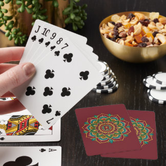 Colorful Mandala Hippie Boho Custom Initial Poker Cards