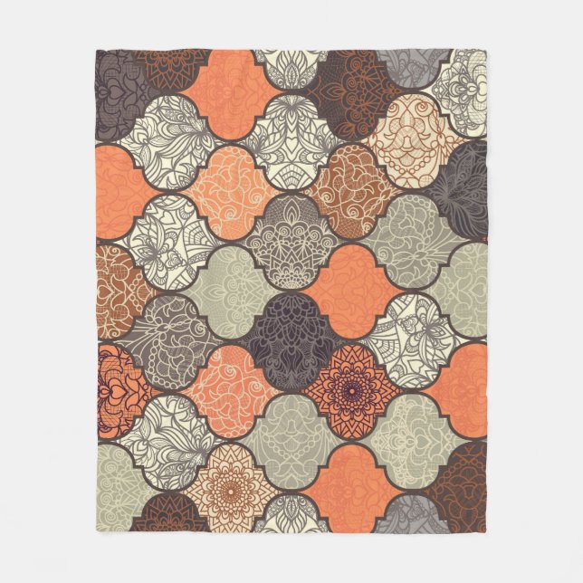 Colorful Mandala: Islamic Patchwork Seamless. Fleece Blanket (Front)