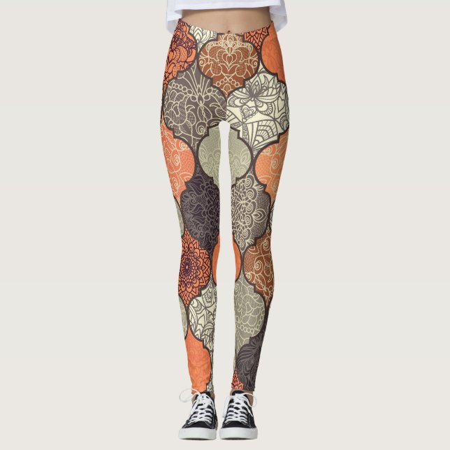 Colorful Mandala: Islamic Patchwork Seamless. Leggings (Front)