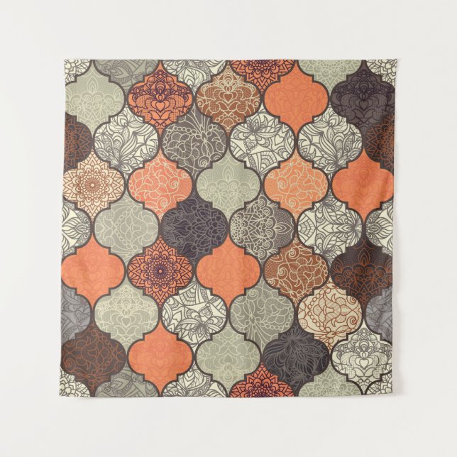 Colorful Mandala: Islamic Patchwork Seamless. Tapestry (Front)