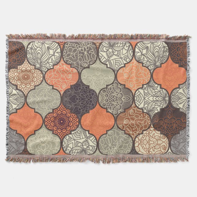 Colorful Mandala: Islamic Patchwork Seamless. Throw Blanket (Front)