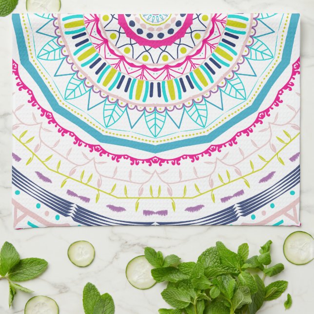 colorful mandala kitchen towel (Folded)