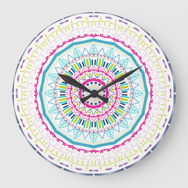 colorful mandala large clock (Front)