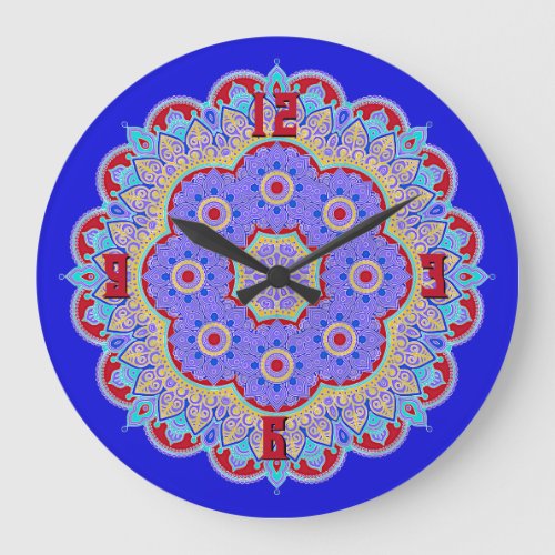 Colorful Mandala  Large Clock