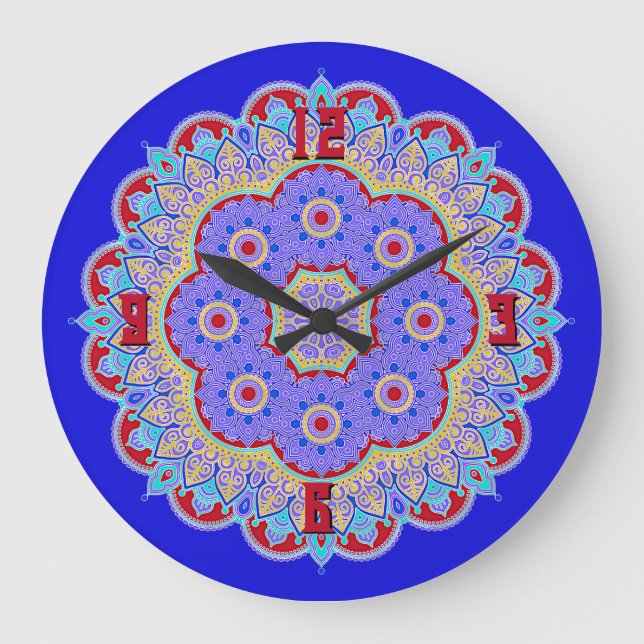 Colorful Mandala  Large Clock (Front)