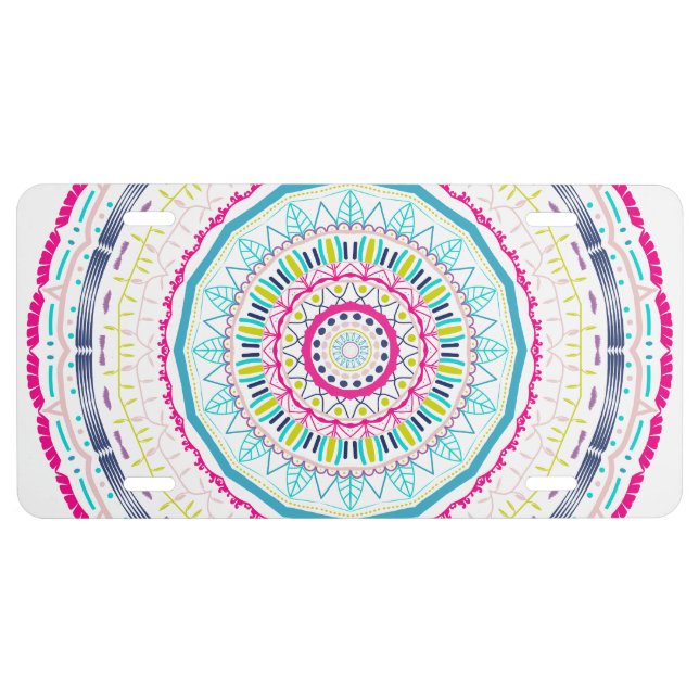 colorful mandala license plate (Front)