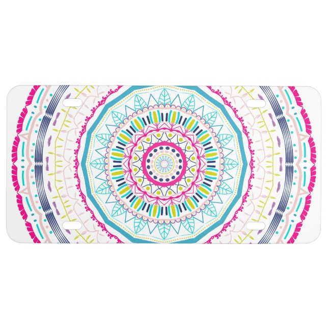 colorful mandala license plate (Front)
