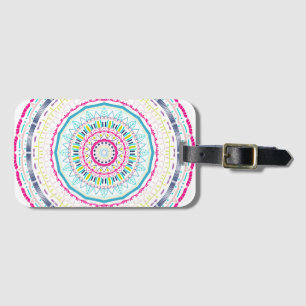colorful mandala luggage tag