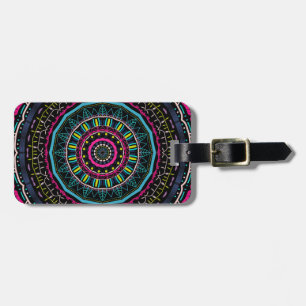 colorful mandala luggage tag