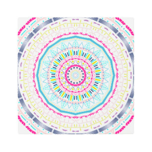 colorful mandala metal print