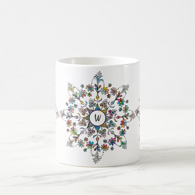 Colorful Mandala Monogrammed Coffee Mug (Center)