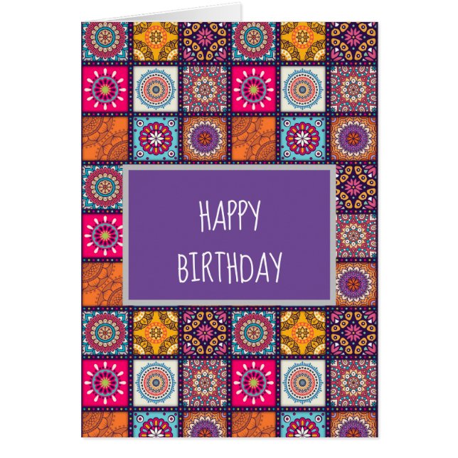 Colorful Mandala Moroccan birthday Cards (Front)