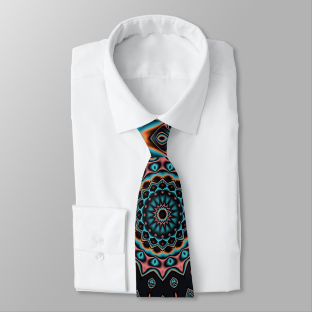 Colorful mandala neck tie (Tied)