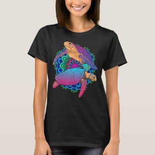 Colorful Mandala Ocean Animal Hawaiian Sea Turtle T-Shirt