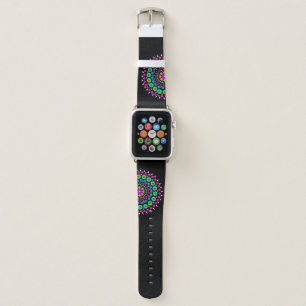 Colorful Mandala on black Apple Watch Band