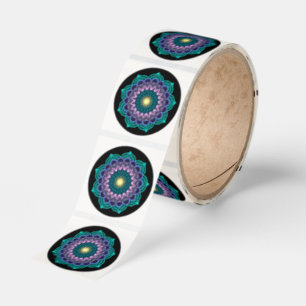 Colorful Mandala on Black Background Classic Round Sticker
