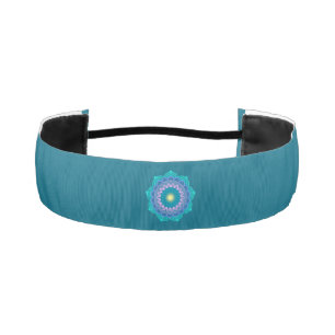 Colorful Mandala on Blue Background Athletic Headband