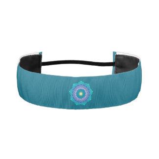 Colorful Mandala on Blue Background Athletic Headband