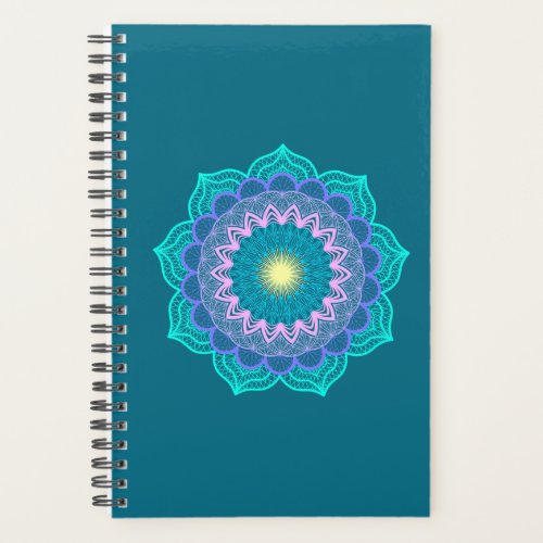 Colorful Mandala on Blue Background Planner
