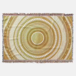 Colorful Mandala on Blue Background Throw Blanket