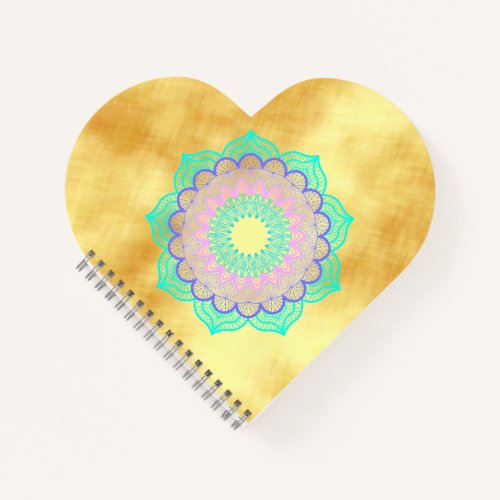 Colorful Mandala on Soft Gold Background Notebook