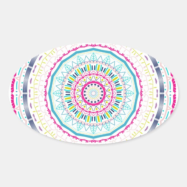 colorful mandala oval sticker (Front)