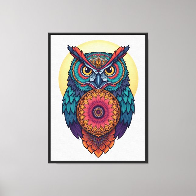 Colorful Mandala Owl Canvas Wall Art   (Front)