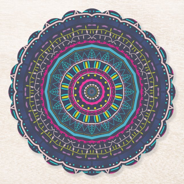 colorful mandala paper coaster (Front)