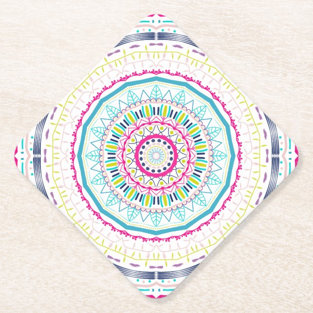 colorful mandala paper coaster (Front)